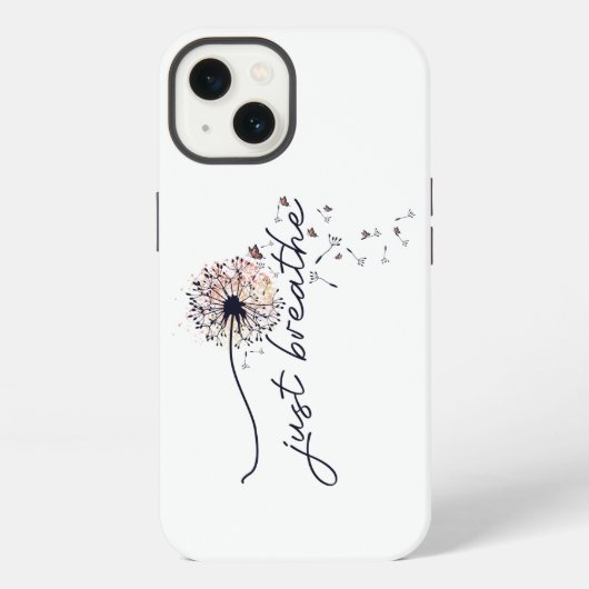 タンポポの励ましヨガ Just Breathe iPhoneケース (裏面)