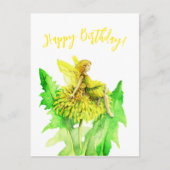 タンポポの妖精の水彩画 ポストカード (正面)