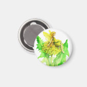 タンポポの妖精の水絵を描色の マグネット (正面/裏面)