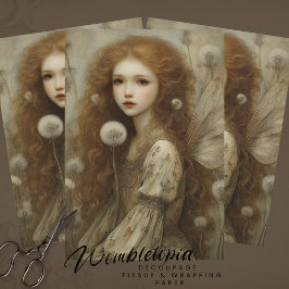 タンポポの妖精 森の幻想 水彩画アート 薄葉紙