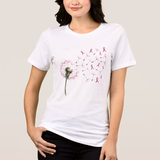 タンポポの希望 ピンクリボン アウェアネス トライブレンドTシャツ (正面)