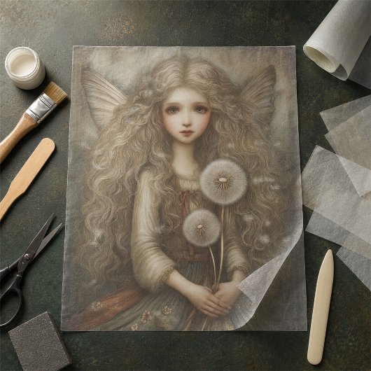 タンポポの幻想的な妖精アート 薄葉紙
