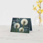 タンポポの時計が願いを叶える カード (黄色い花)