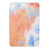 タンポポの時計と珊瑚色のオレンジ色の雲 バスマット (正面縦)