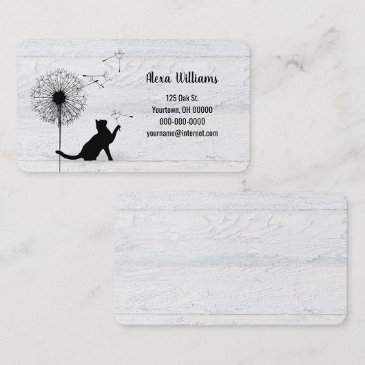 タンポポの木の上に黒い猫 名刺 (正面/裏面)