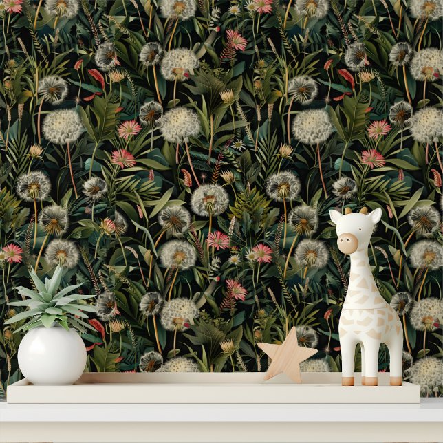 タンポポの森の花パターン 壁紙 (クリエイターアップロード済み)