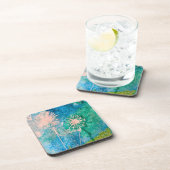 タンポポの水彩抽象 青と緑 コースター (右側)