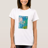 タンポポの水彩抽象 青と緑 Tシャツ (正面)