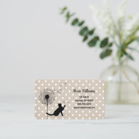 タンポポの水玉模様 名刺 (スタンド正面)