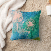 タンポポの水色抽象芸術ブルーとグリーン クッション (ブランケット)