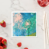 タンポポの水色抽象芸術ブルーとグリーン スタンダードカクテルナプキン (インサイチュ)