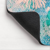 タンポポの水色抽象芸術ブルーとグリーン マウスパッド (コーナー)