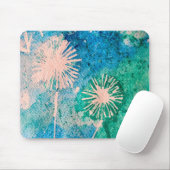 タンポポの水色抽象芸術ブルーとグリーン マウスパッド (マウス)
