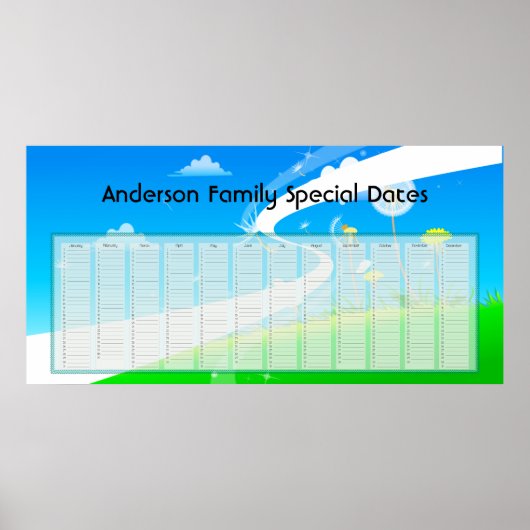 タンポポの永遠カレンダーポスター ポスター (正面)