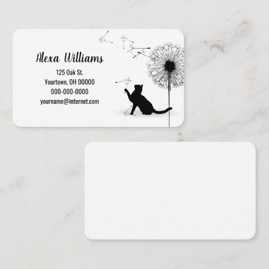 タンポポの種が入った黒猫 名刺 (正面/裏面)