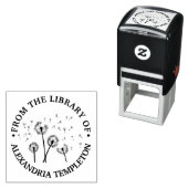 タンポポの種が風に乗って飛ぶ 図書館の本の名前 R セルフインキングスタンプ (インサイチュ)
