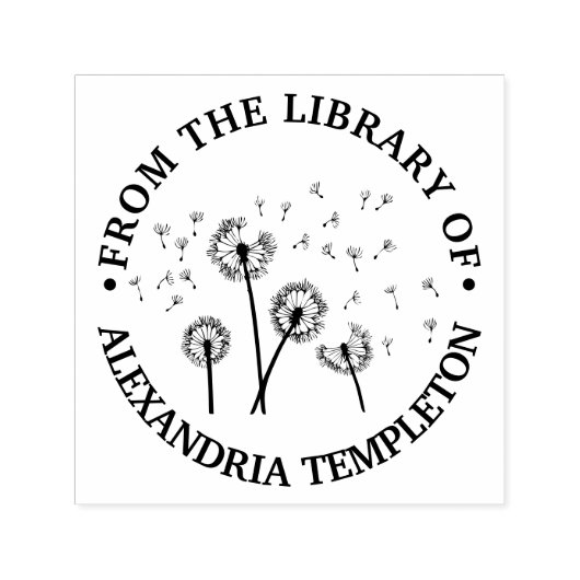 タンポポの種が風に乗って Library 本の名前 R セルフインキングスタンプ (デザイン)