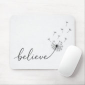 タンポポの綿毛が舞う Believe テキスト マウスパッド (マウス)