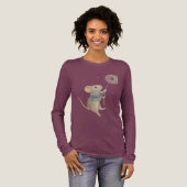 タンポポの綿毛に乗ったかわいいねずみ トライブレンドTシャツ (正面全体)