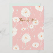 タンポポの綿毛 ピンクのサンキューカード サンキューカード (正面/裏面)