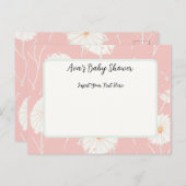 タンポポの綿毛 ピンク ポストカード インビテーション (正面/裏面)