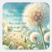 タンポポの綿毛 & 名言 #2 スクエアシール (正面)