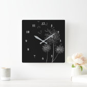 タンポポの花の時計 スクエア壁時計 (ホーム)