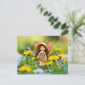 タンポポの花を持つクロシェの妖精 シーズンポストカード (スタンド正面)