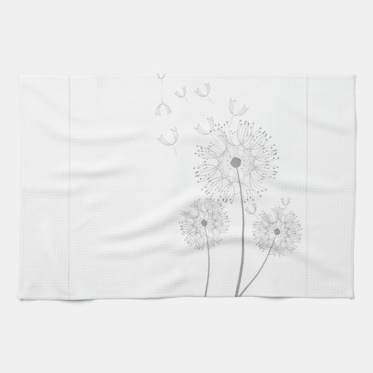 タンポポの花+つる性植物+ロマンティックな結婚式+披露宴 キッチンタオル (横)