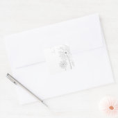 タンポポの花+つる性植物+ロマンティックな結婚式+披露宴 スクエアシール (封筒)