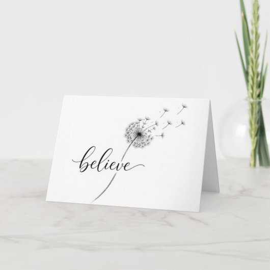 タンポポの芽とBelieveの文字 カード (正面)