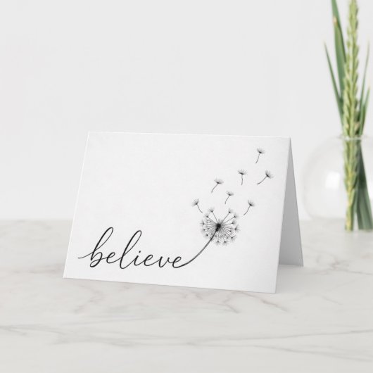 タンポポの芽とBelieveの文字 カード (正面)