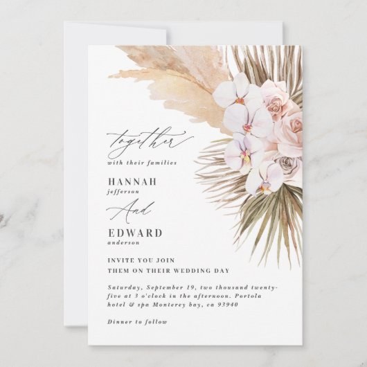 タンポポの草のヤシの葉の蘭の素朴モダンな (正面)