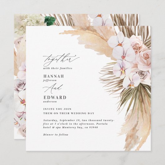 タンポポの草のヤシの葉の蘭の素朴モダンな (正面/裏面)