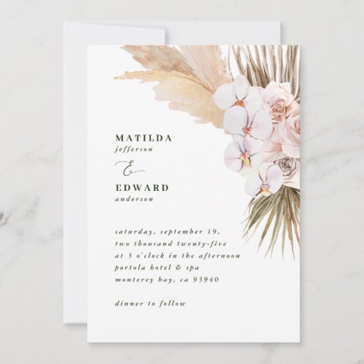 タンポポの草のヤシの葉の蘭の素朴モダンな (正面)