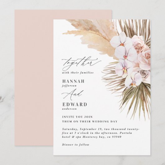 タンポポの草のヤシの葉の蘭の素朴モダンな (正面/裏面)