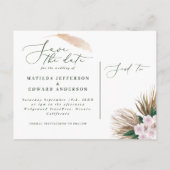 タンポポの草のヤシの葉の蘭の素朴モダンな 案内ポストカード (裏面)