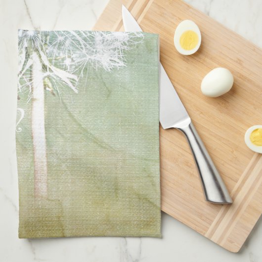 タンポポの願いの夢みるようなデザイン キッチンタオル (四つ折り)