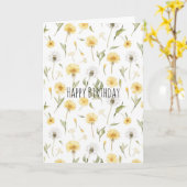 タンポポの黄色と白の花 誕生日 カード (黄色い花)