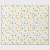 タンポポの黄色と白の花 誕生日 ラッピングペーパー (フラット)