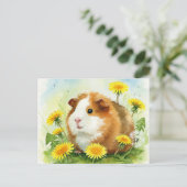 タンポポはがき付き可愛いモルモット ポストカード (スタンド正面)