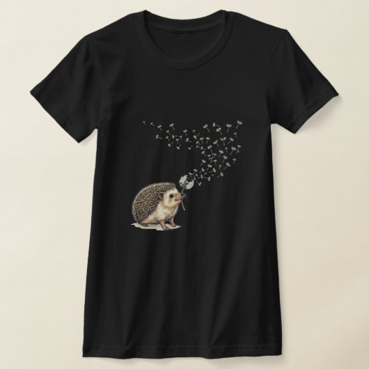 タンポポを吹くハリネズミの願い事 Tシャツ (レイダウン)