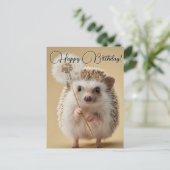 タンポポを抱えた愛らしいハリネズミ シーズンポストカード (スタンド正面)