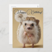 タンポポを抱えた愛らしいハリネズミ シーズンポストカード (正面/裏面)