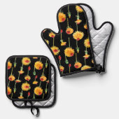 タンポポカラフルンと甘いラディバグのオーブンミット 鍋つかみ&鍋敷きセット (正面/裏面)