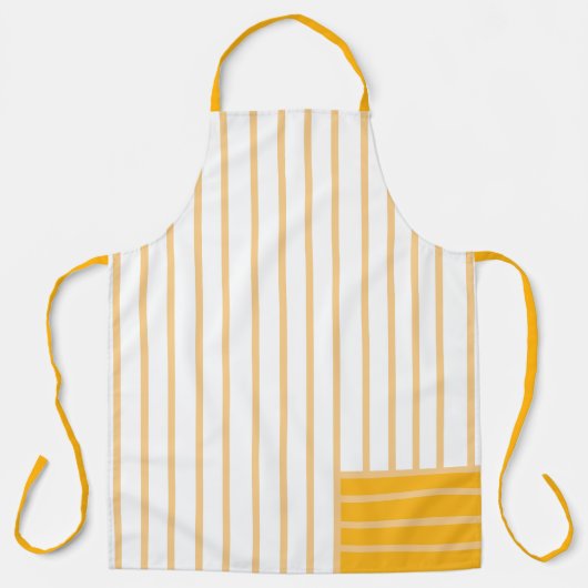 タンポポストライプのンイエローオールオーバープリントエプロン エプロン (正面)