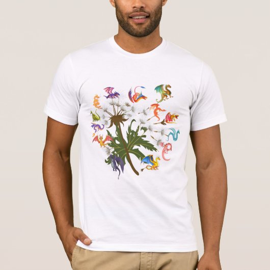 タンポポドラゴン花 ドラゴン好き男女兼用 Tシャツ (正面)