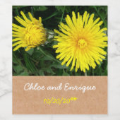 タンポポパーソナライズされた結婚ン ワインラベル (シングルラベル)