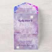 タンポポパープルの花の結婚式 オールインワン招待状 (外側)