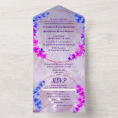 タンポポパープルの花の結婚式 オールインワン招待状 (内側)